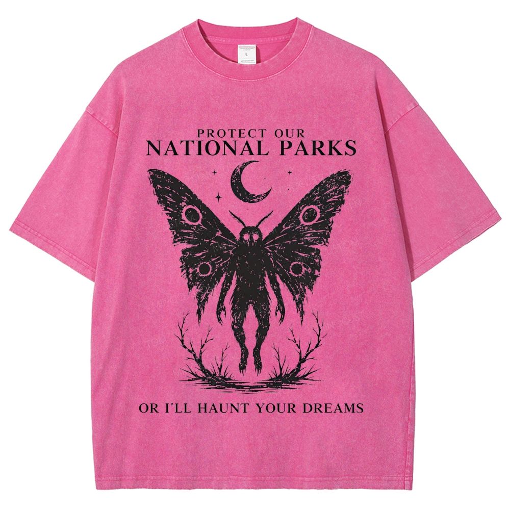Vintage Wash Mothman Cryptid Graphic Washed T-Shirt