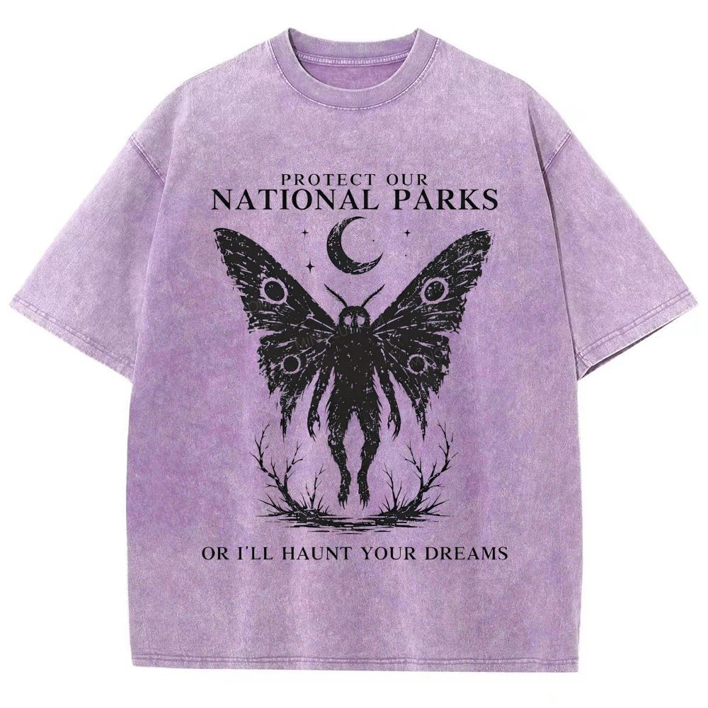 Vintage Wash Mothman Cryptid Graphic Washed T-Shirt