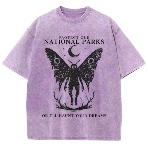 Vintage Wash Mothman Cryptid Graphic Washed T-Shirt