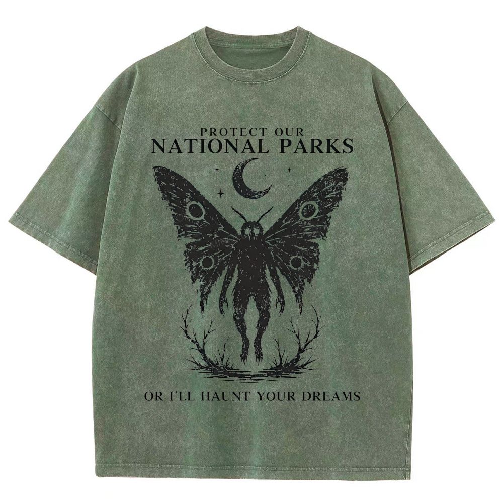 Vintage Wash Mothman Cryptid Graphic Washed T-Shirt