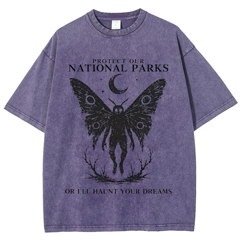 Vintage Wash Mothman Cryptid Graphic Washed T-Shirt