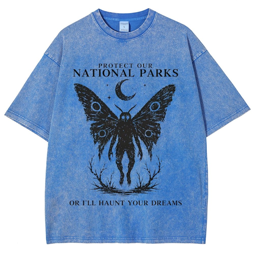 Vintage Wash Mothman Cryptid Graphic Washed T-Shirt
