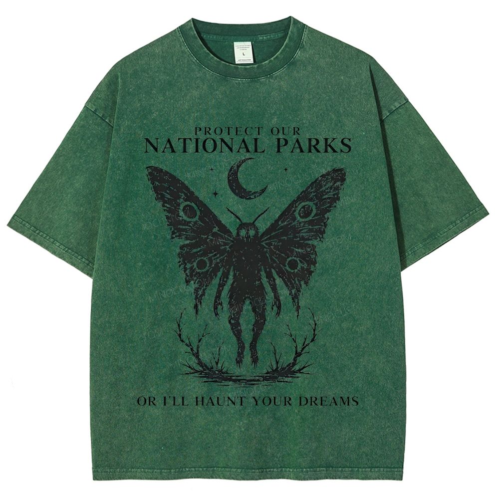 Vintage Wash Mothman Cryptid Graphic Washed T-Shirt