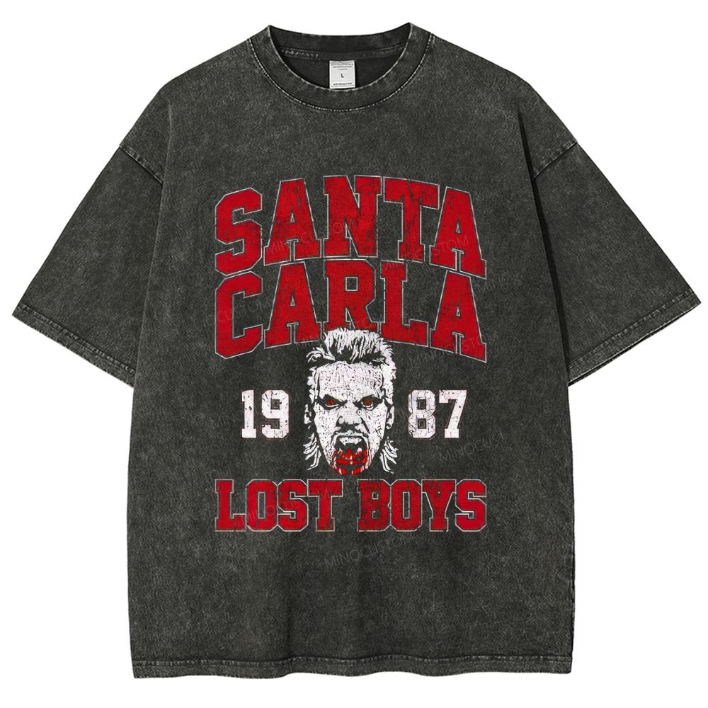 80s Retro Horror Vampire Retro Sport Letter Washed T-Shirt