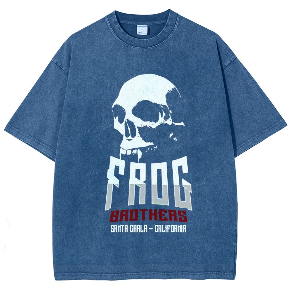 Minimal Black White Skull Hard Rock Washed T-Shirt