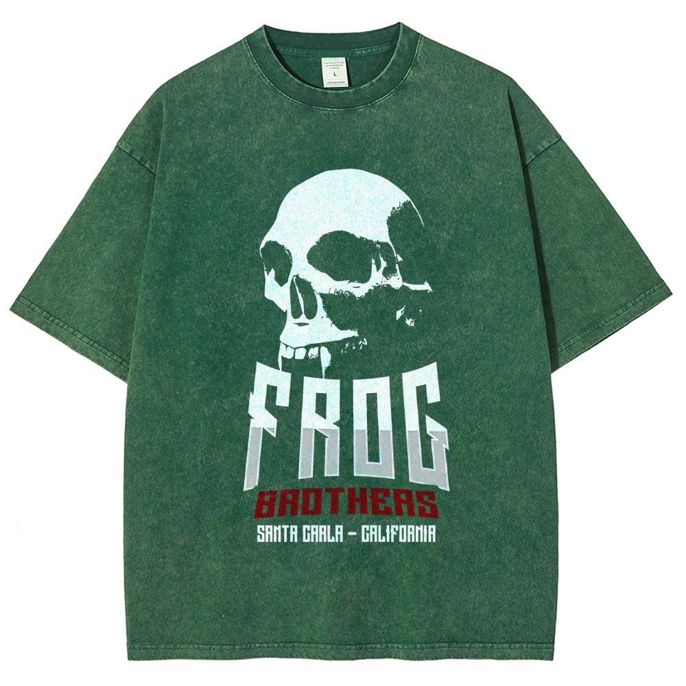 Minimal Black White Skull Hard Rock Washed T-Shirt