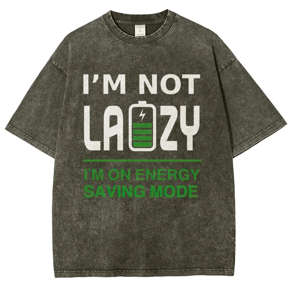 Funny Slogan I'm Not Lazy Energy Saving Mode Washed T-Shirt