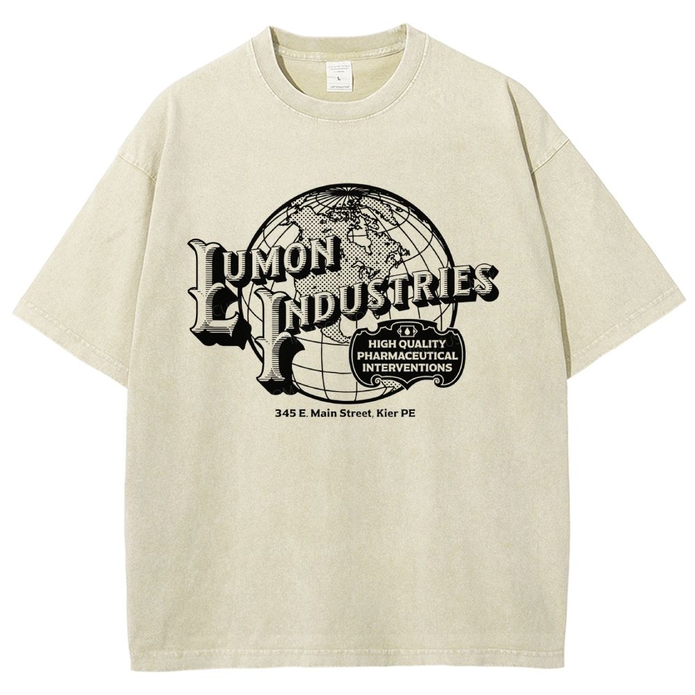 Vintage Globe Retro Faux Company Logo Sand Washed T-Shirt