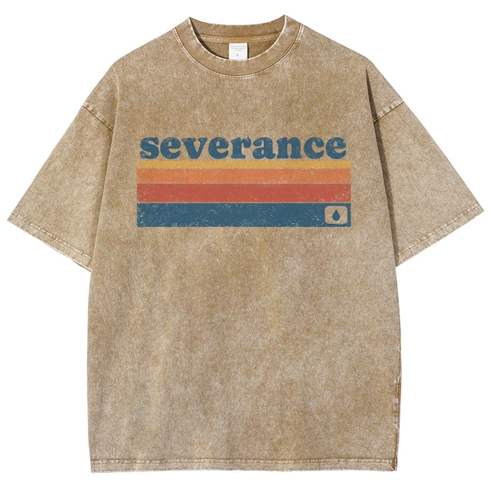 70s Retro Distressed Color Stripe Letter Sand Washed T-Shirt