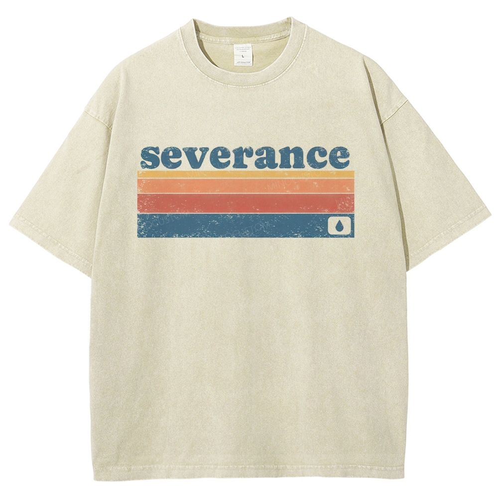 70s Retro Distressed Color Stripe Letter Sand Washed T-Shirt