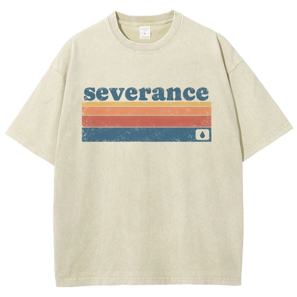 70s Retro Distressed Color Stripe Letter Sand Washed T-Shirt