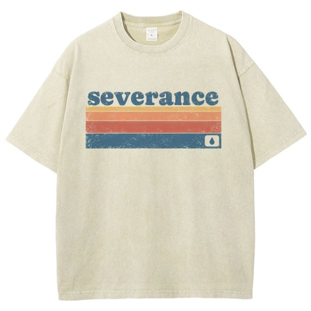 70s Retro Distressed Color Stripe Letter Sand Washed T-Shirt