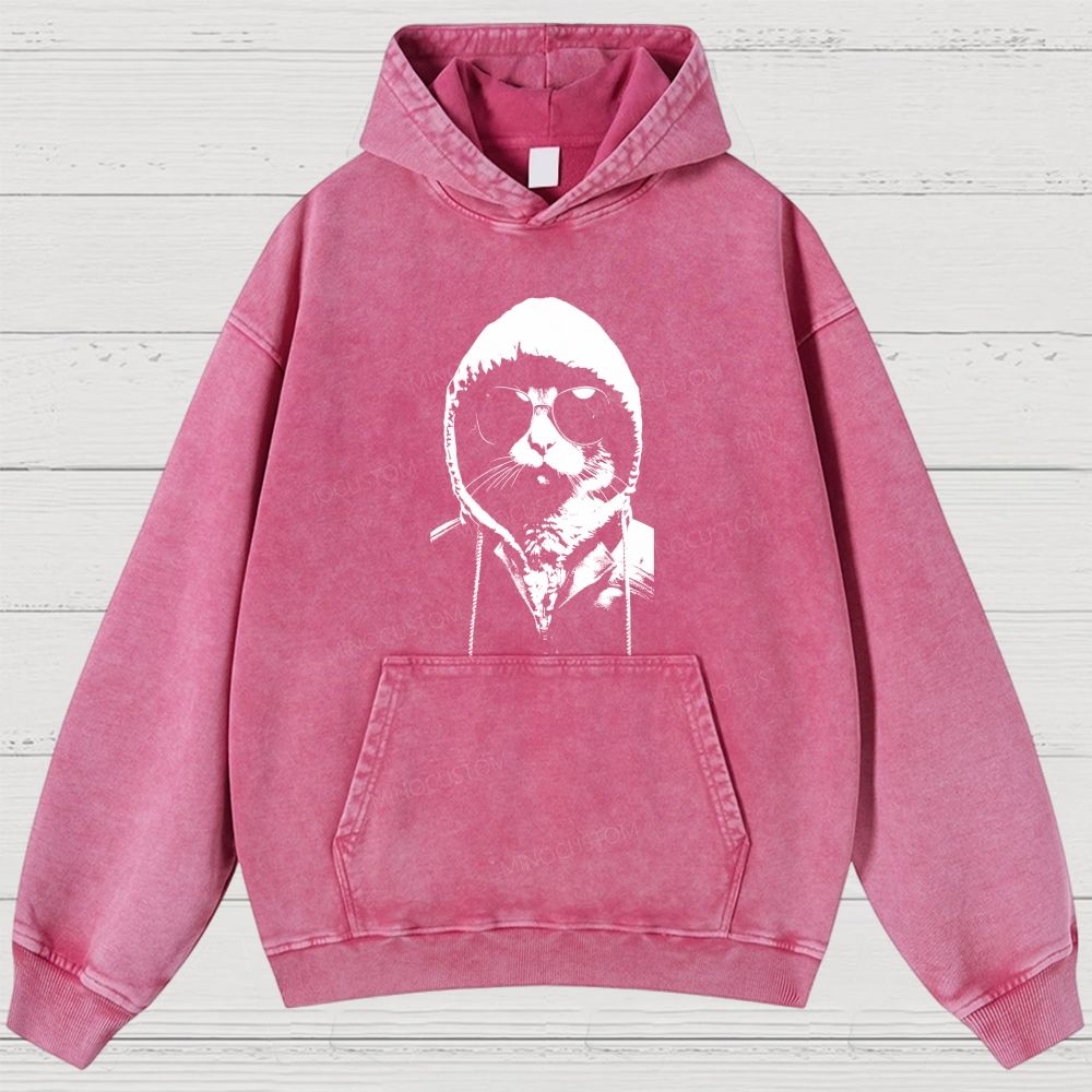 Cool Cat Hoodie Graphic Washed Hoodies 