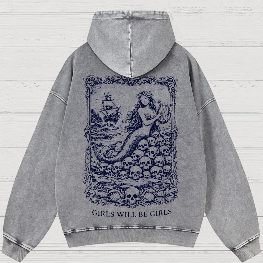 Girls Will Be Girls Feminist Washed Hoodies 
