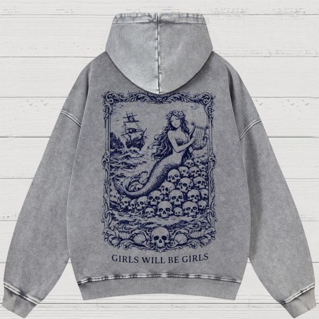 Girls Will Be Girls Feminist Washed Hoodies 