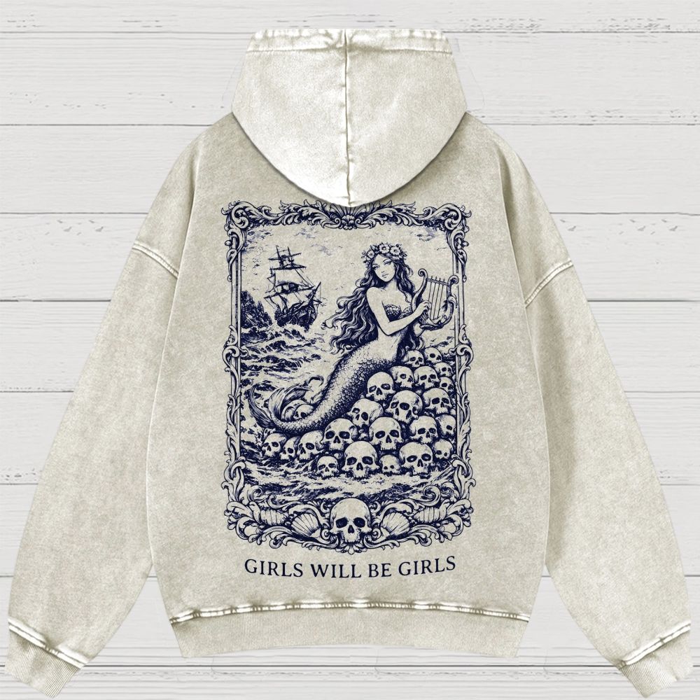 Girls Will Be Girls Feminist Washed Hoodies 