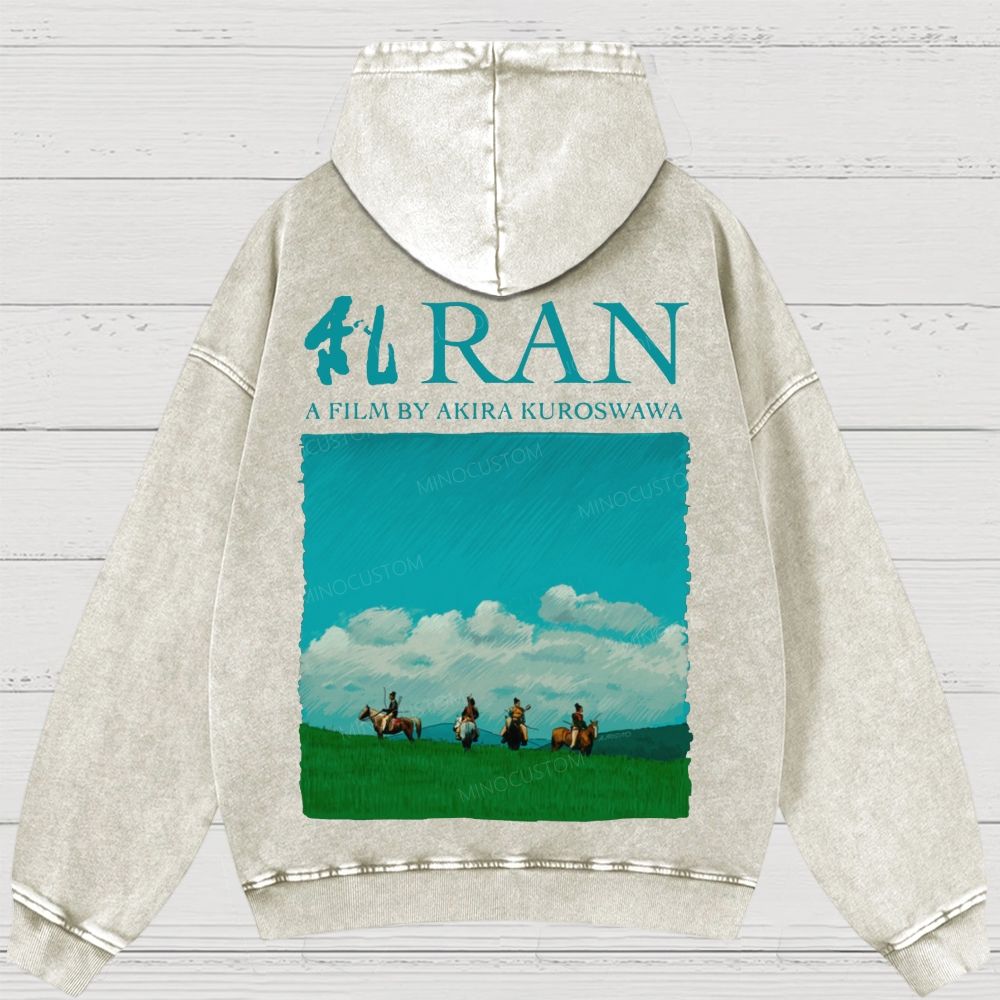 Vintage Warrior Horsemen Landscape Graphic Washed Hoodies 