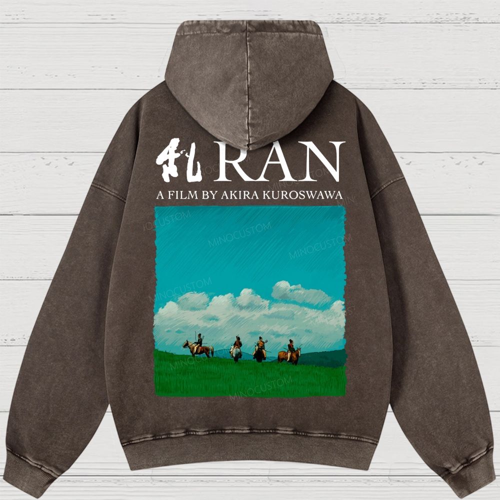 Vintage Warrior Horsemen Landscape Graphic Washed Hoodies 