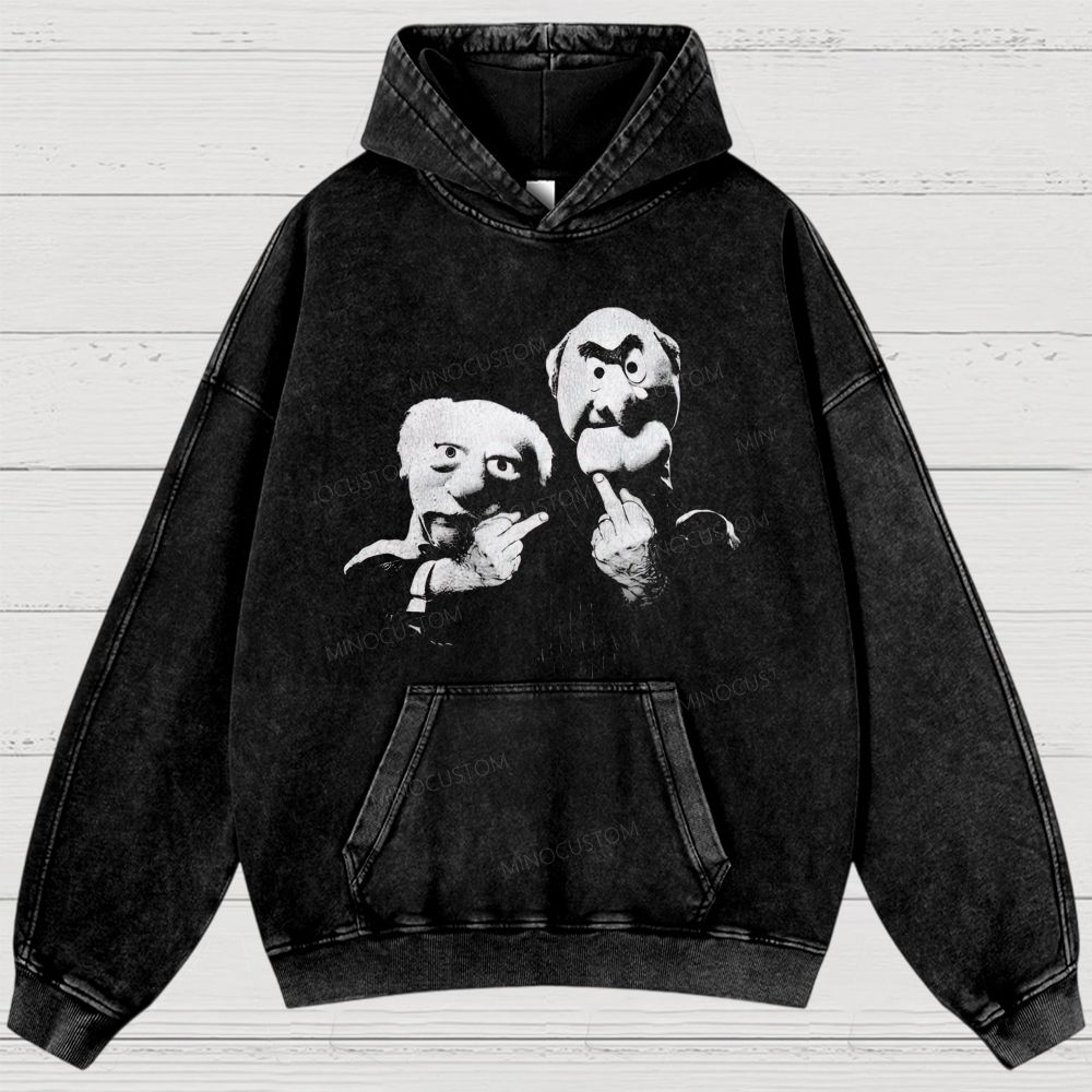 Statler & Waldorf Print Vintage Washed Hoodies 