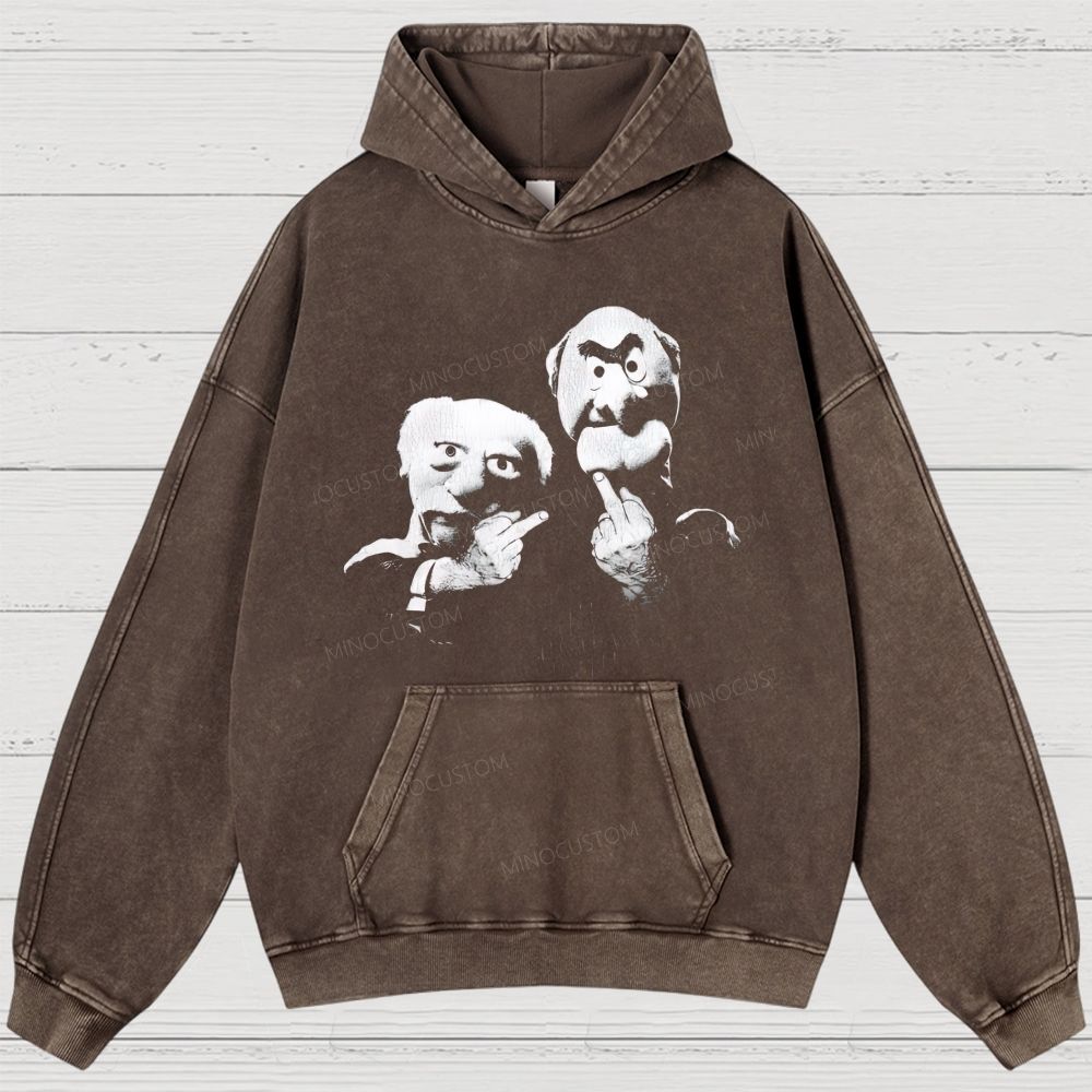 Statler & Waldorf Print Vintage Washed Hoodies 