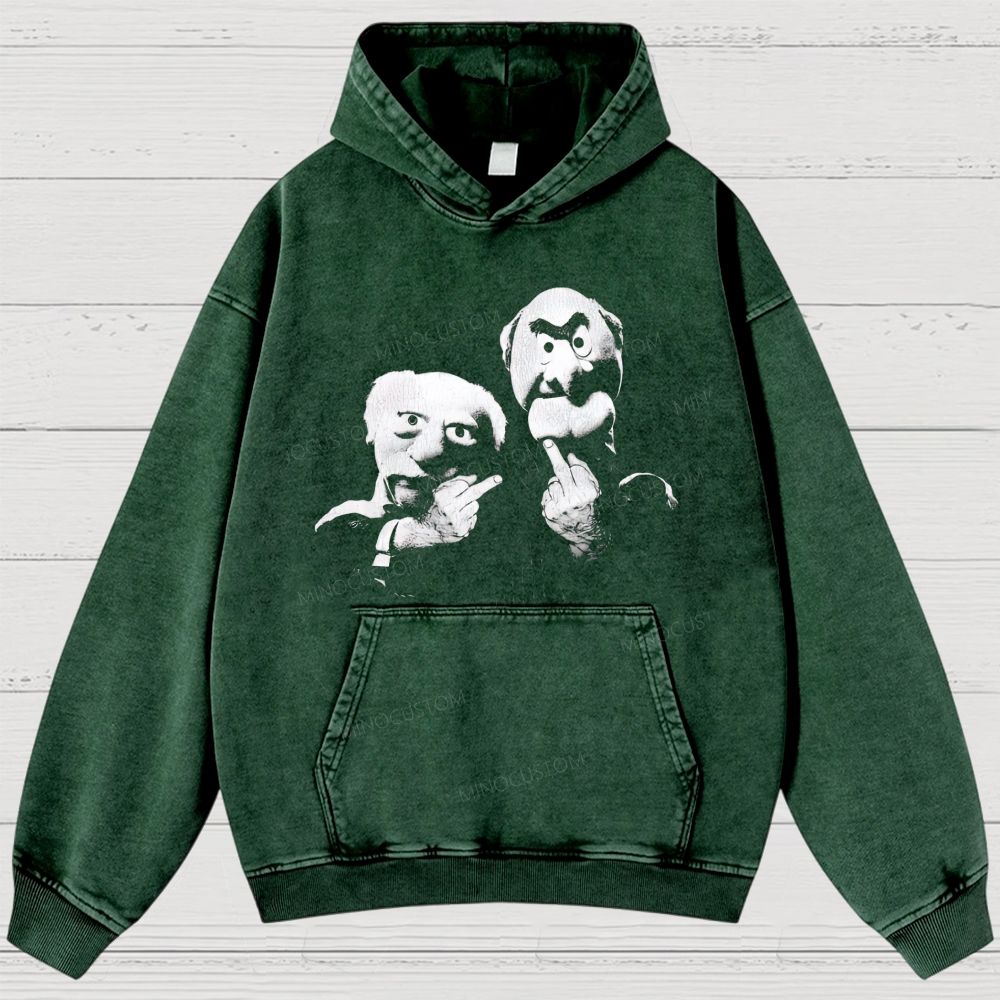Statler & Waldorf Print Vintage Washed Hoodies 