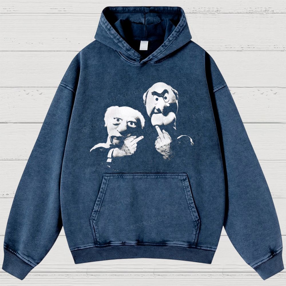 Statler & Waldorf Print Vintage Washed Hoodies 