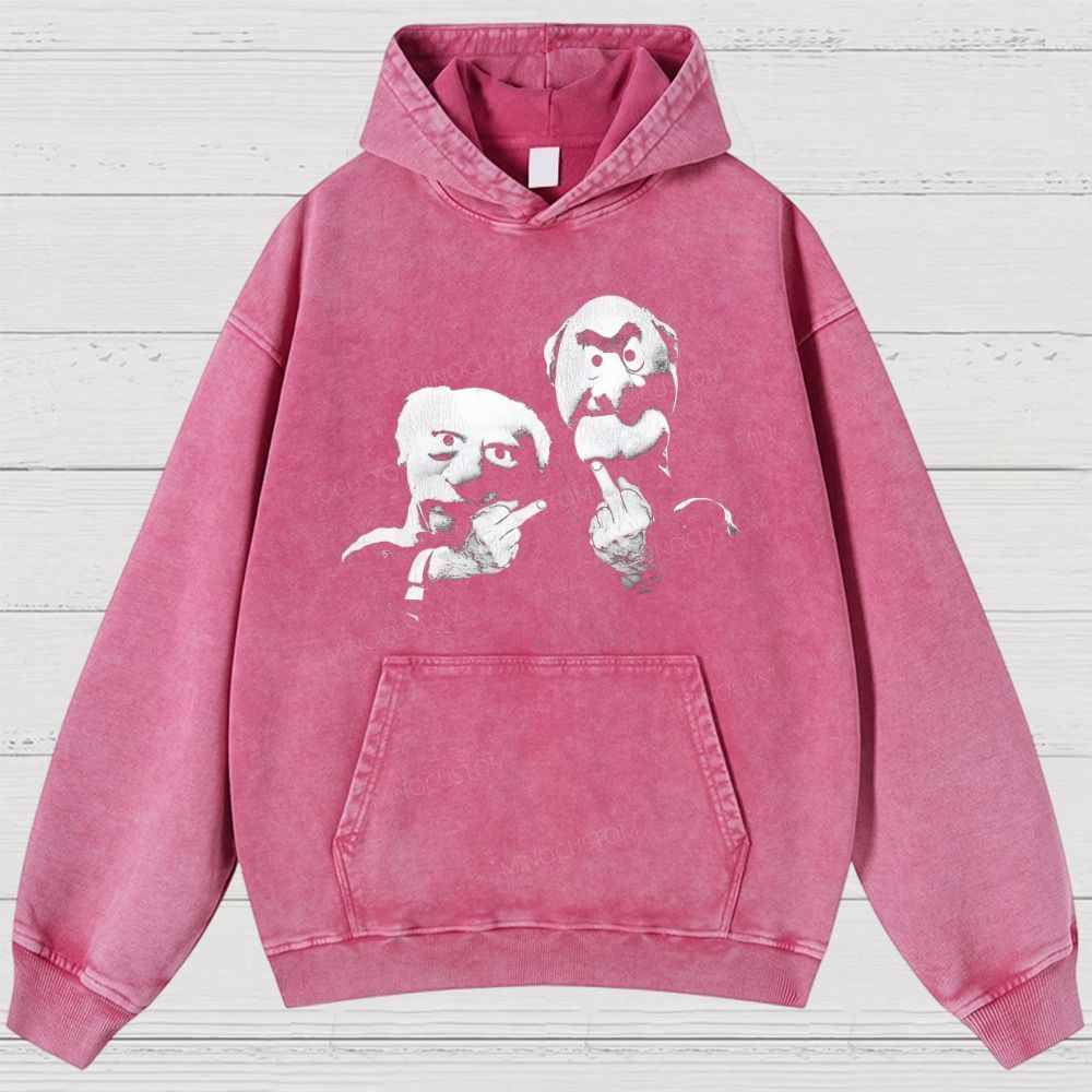 Statler & Waldorf Print Vintage Washed Hoodies 