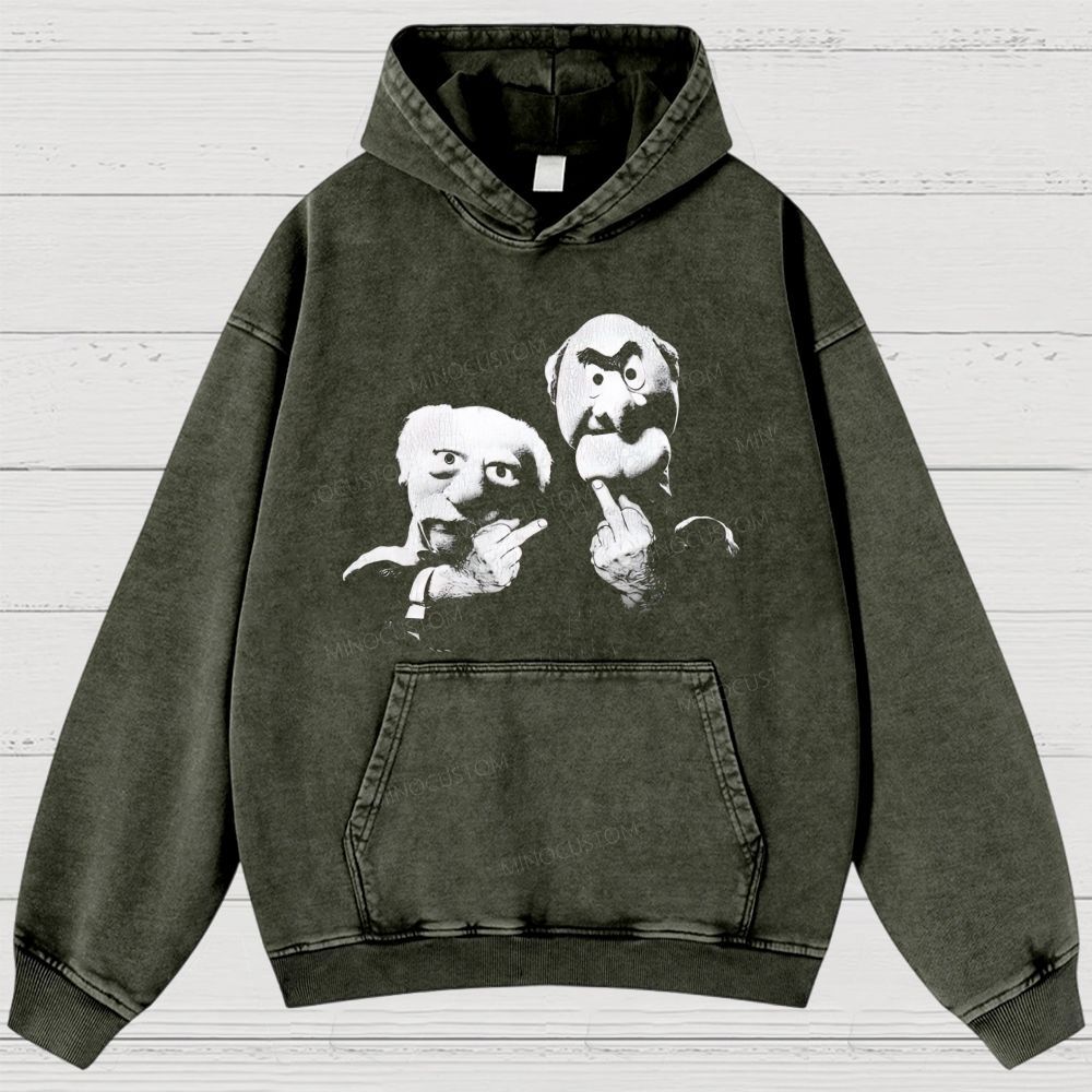 Statler & Waldorf Print Vintage Washed Hoodies 