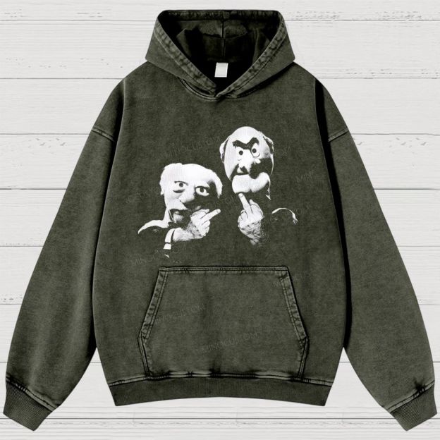 Statler & Waldorf Print Vintage Washed Hoodies 