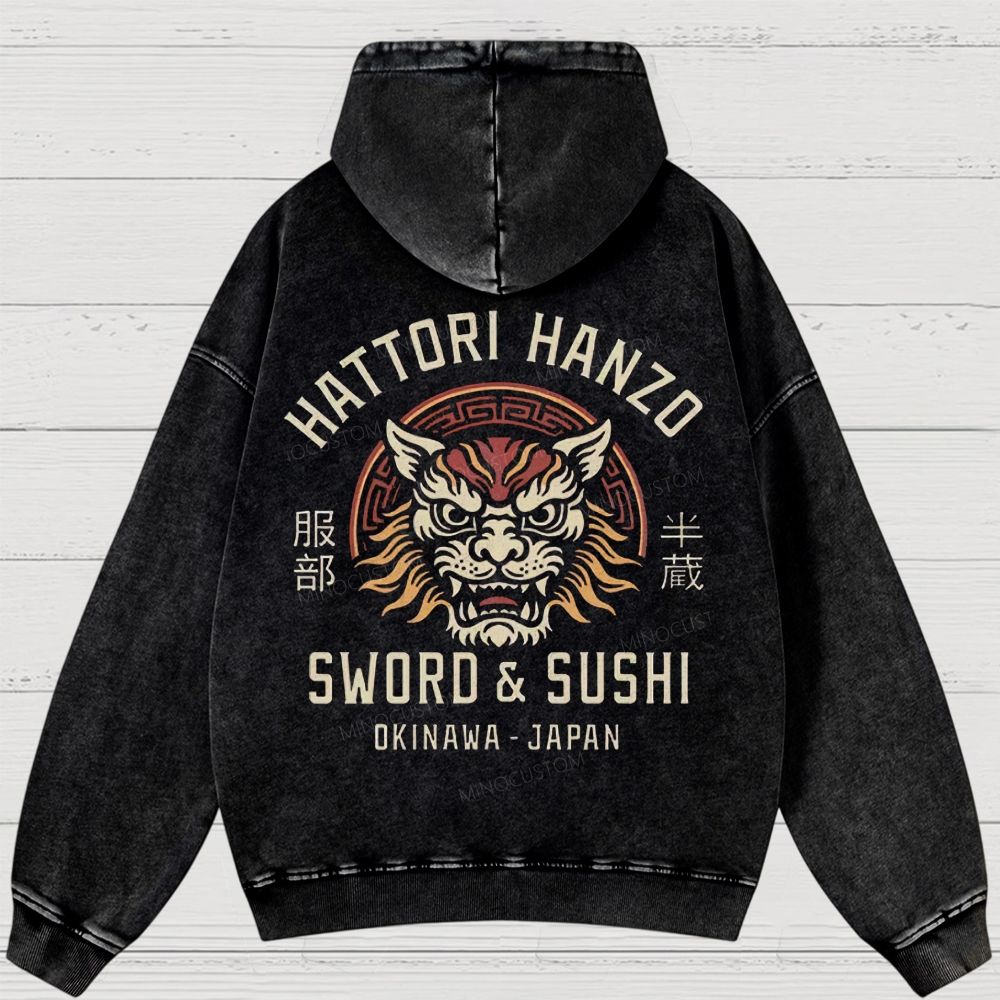 Vintage Hattori Lion Washed Hoodies 