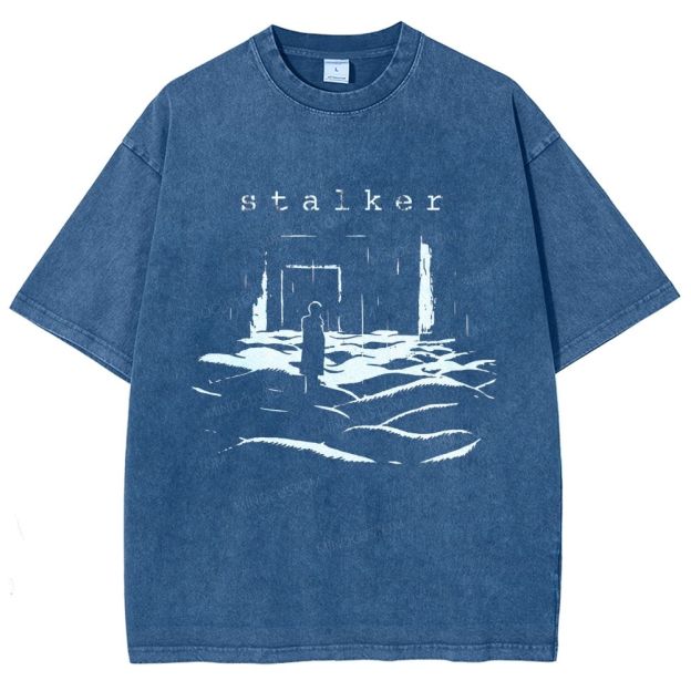 Vintage Post‑Apocalyptic Ruins Silhouette Graphic Washed T-Shirt