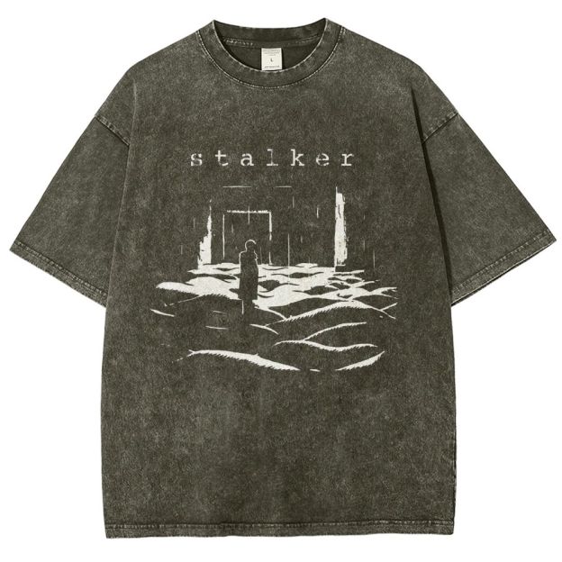 Vintage Post‑Apocalyptic Ruins Silhouette Graphic Washed T-Shirt
