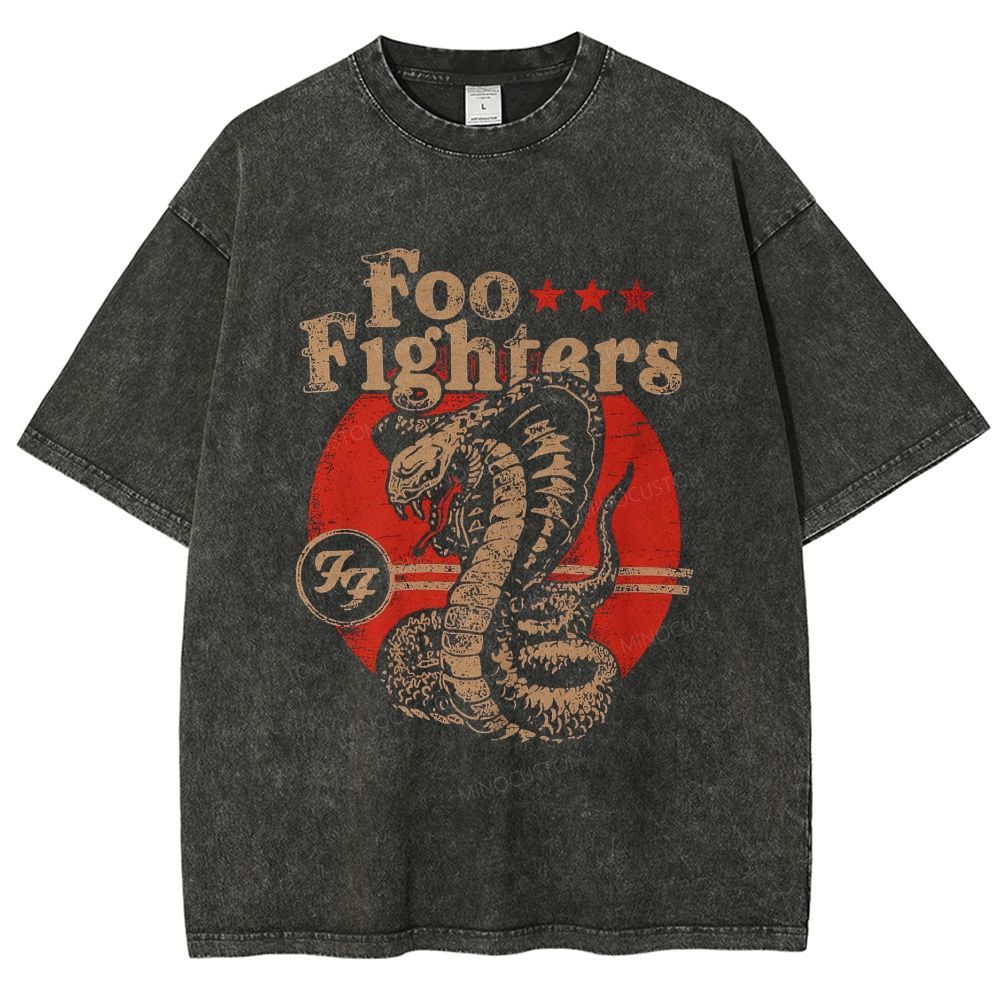 Vintage Retro Cobra Snake Rock Graphic Washed T-Shirt