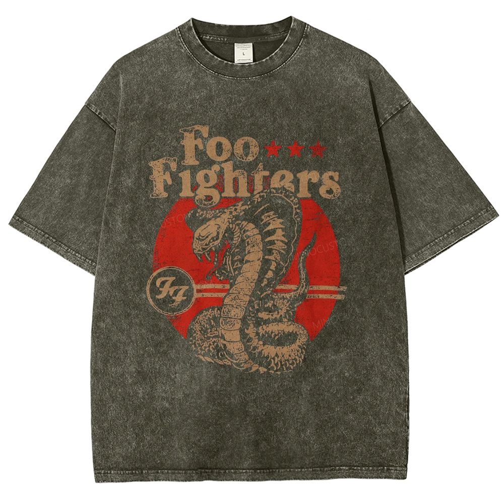 Vintage Retro Cobra Snake Rock Graphic Washed T-Shirt