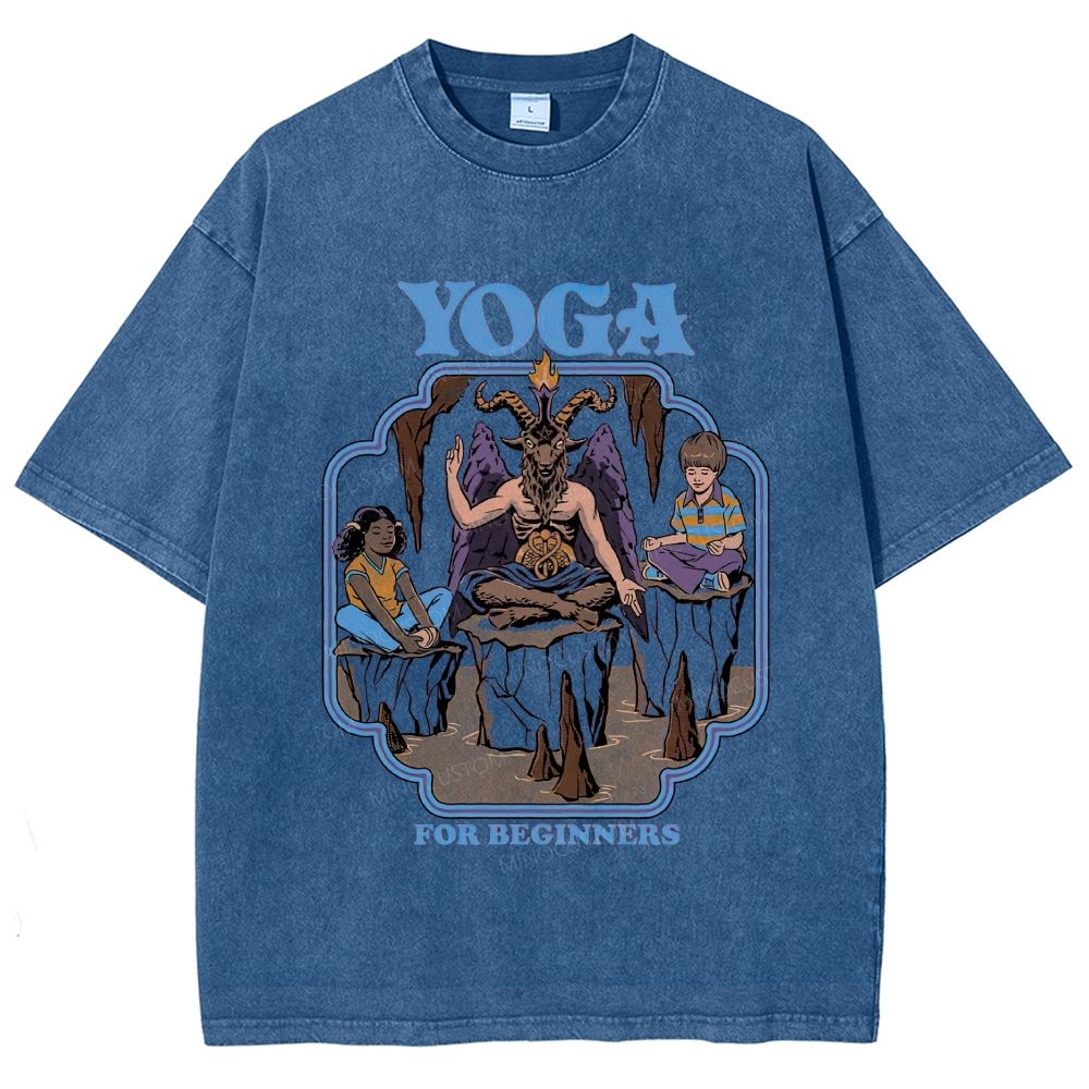 Vintage Dark Humor Beginner Yoga Graphic Washed T-Shirt
