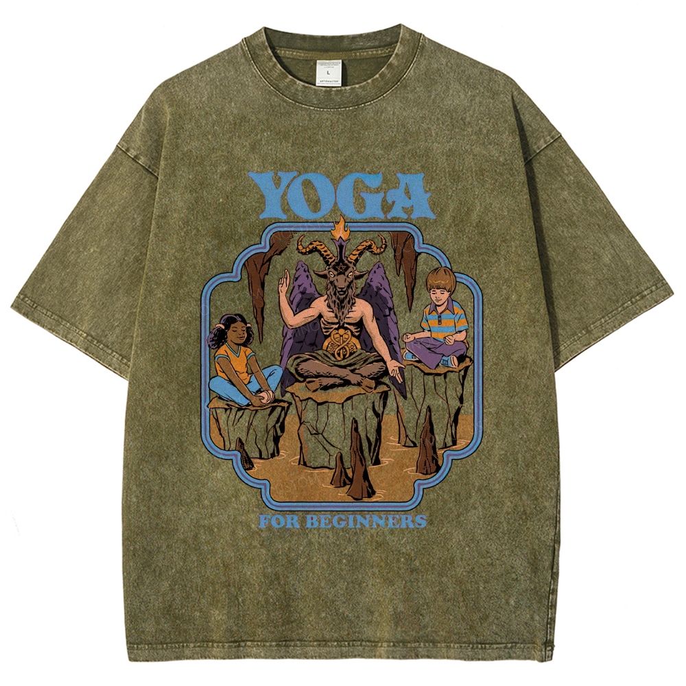 Vintage Dark Humor Beginner Yoga Graphic Washed T-Shirt