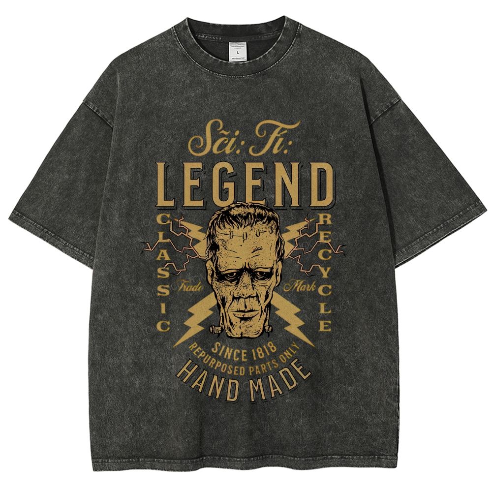 Vintage Sci‑Fi Monster Legend Graphic Washed T-Shirt