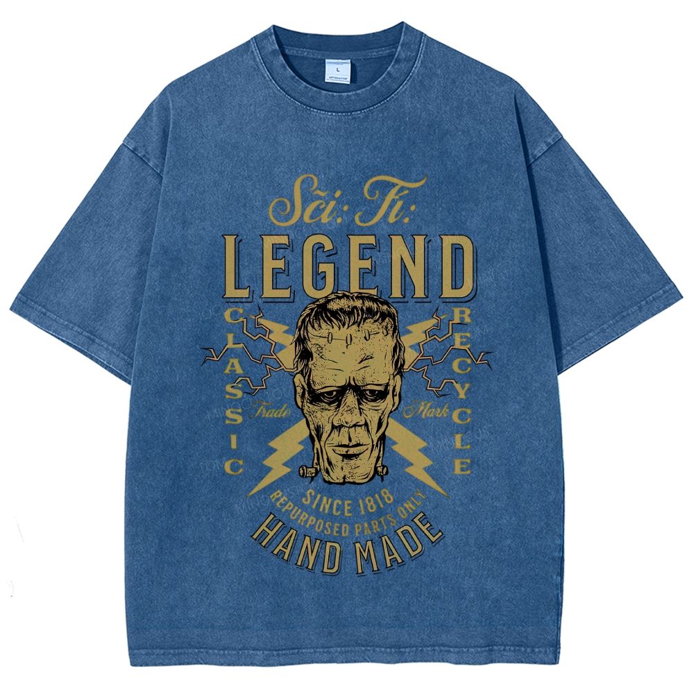 Vintage Sci‑Fi Monster Legend Graphic Washed T-Shirt