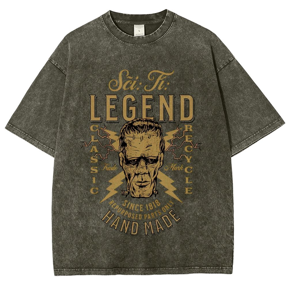 Vintage Sci‑Fi Monster Legend Graphic Washed T-Shirt