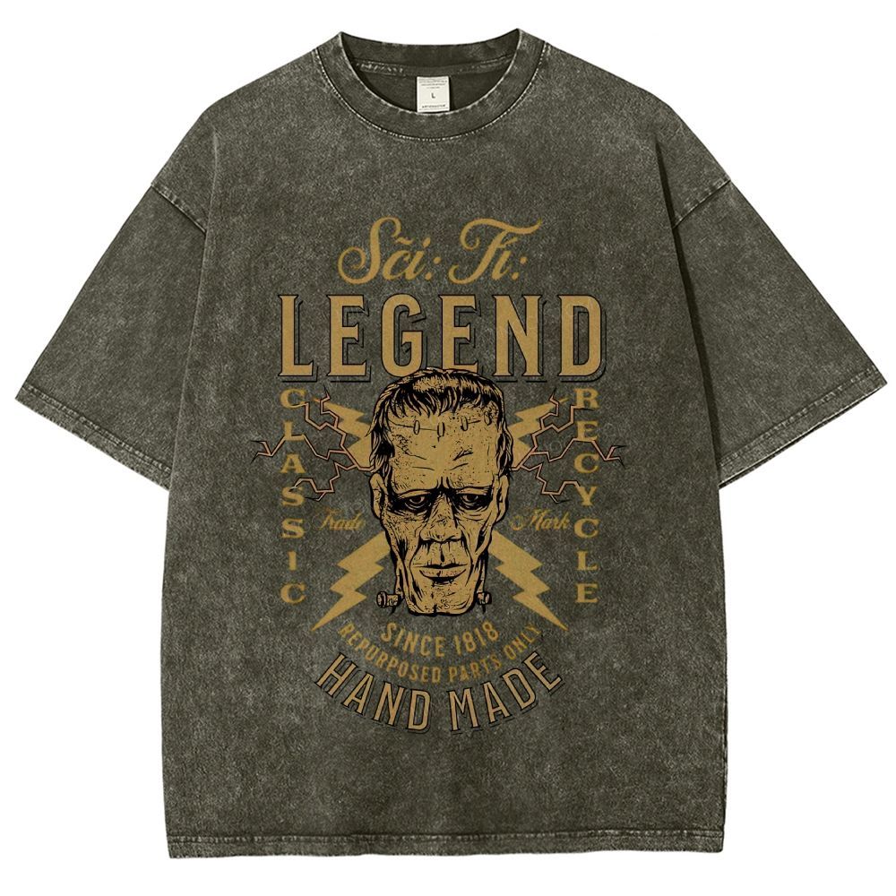 Vintage Sci‑Fi Monster Legend Graphic Washed T-Shirt