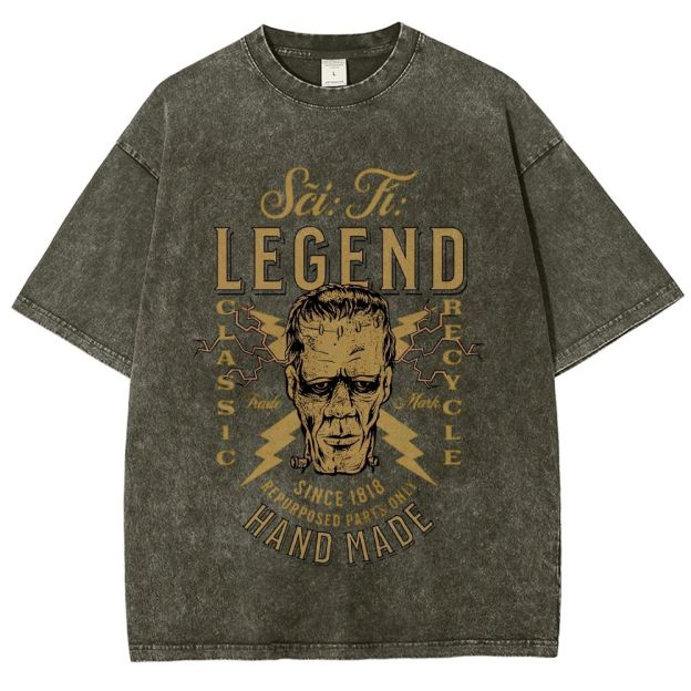 Vintage Sci‑Fi Monster Legend Graphic Washed T-Shirt