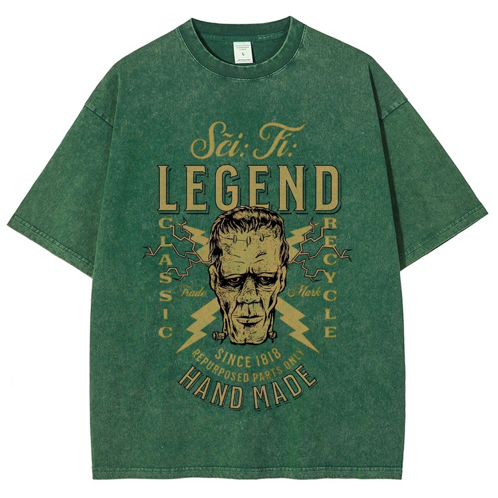 Vintage Sci‑Fi Monster Legend Graphic Washed T-Shirt