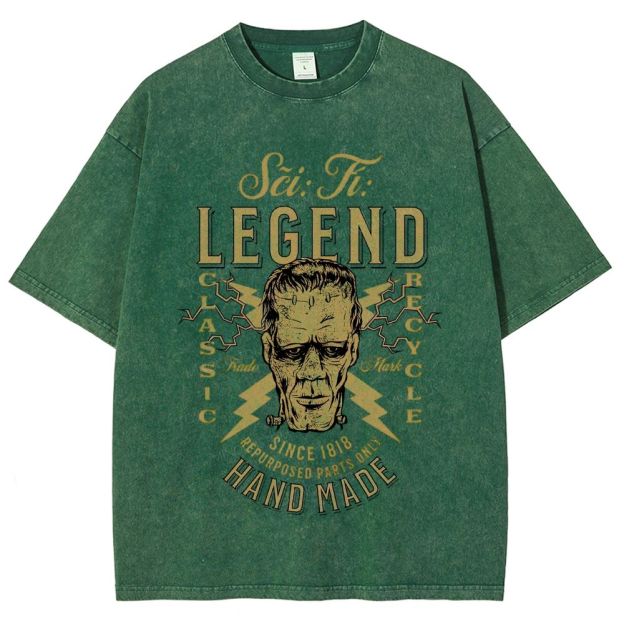 Vintage Sci‑Fi Monster Legend Graphic Washed T-Shirt