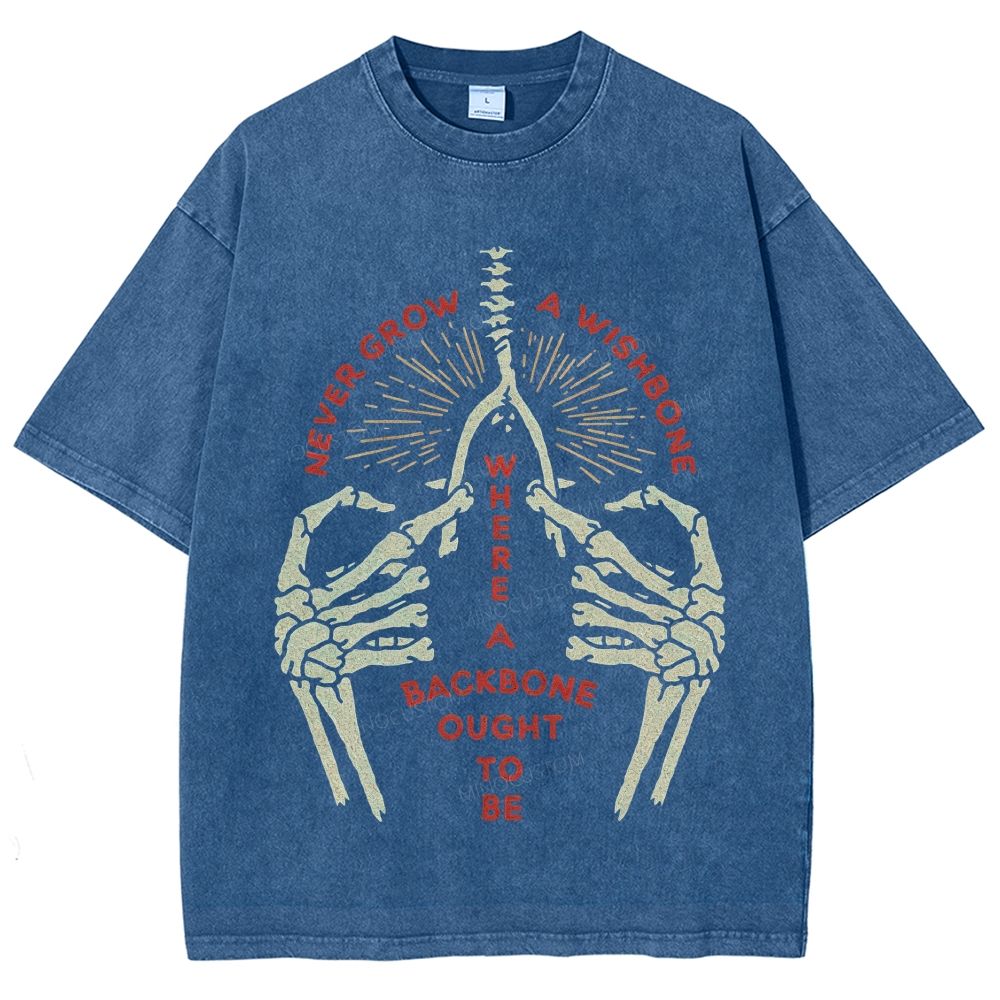 Vintage Skeleton Hands Wishbone Graphic Washed T-Shirt