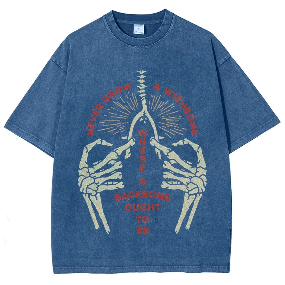 Vintage Skeleton Hands Wishbone Graphic Washed T-Shirt