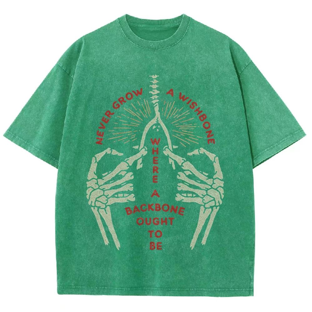 Vintage Skeleton Hands Wishbone Graphic Washed T-Shirt