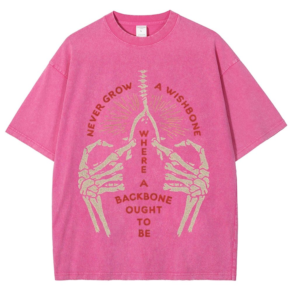 Vintage Skeleton Hands Wishbone Graphic Washed T-Shirt