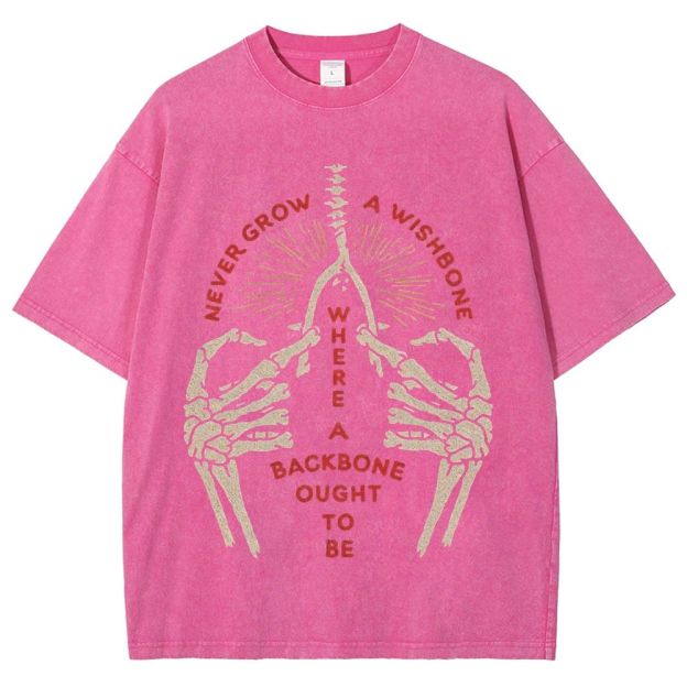 Vintage Skeleton Hands Wishbone Graphic Washed T-Shirt