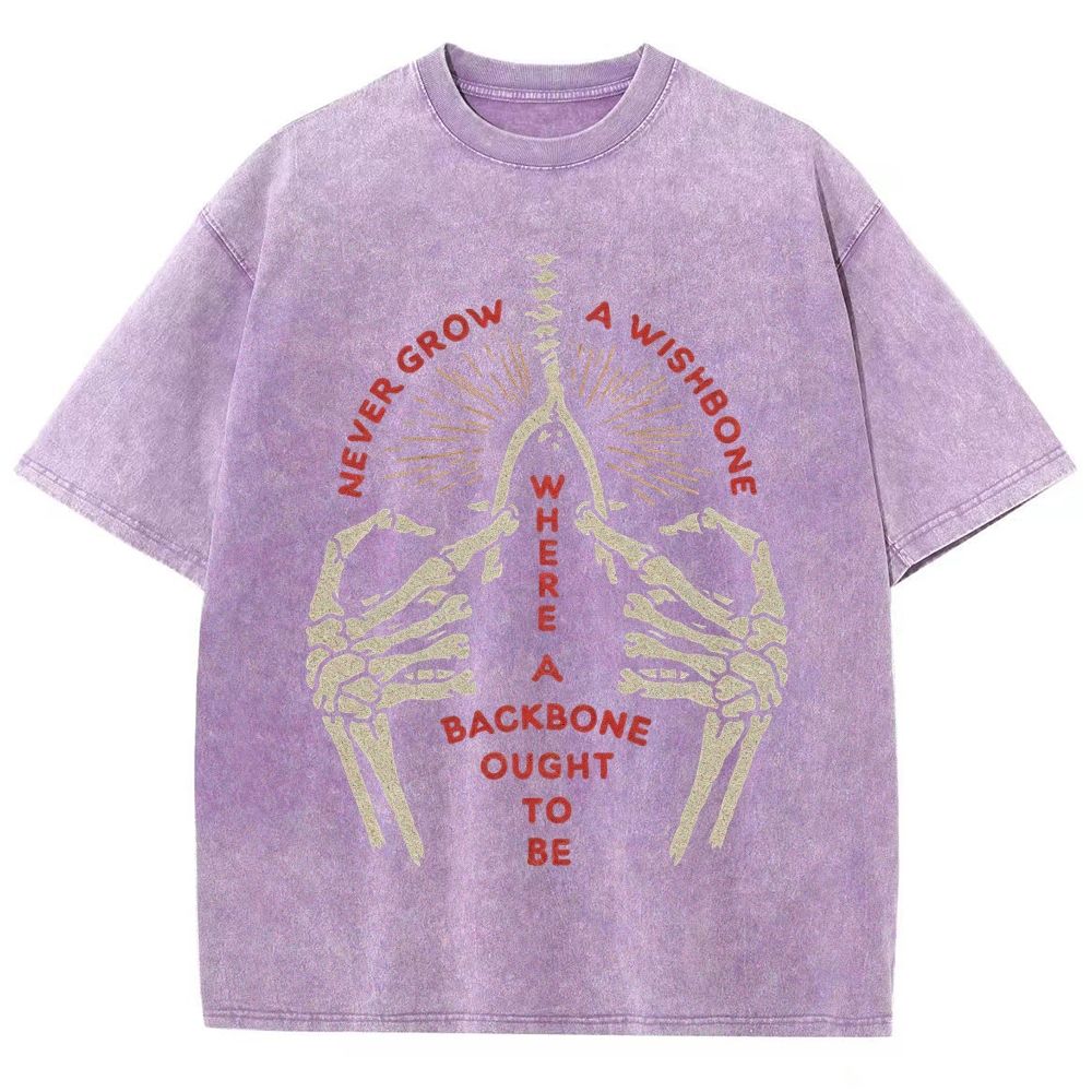 Vintage Skeleton Hands Wishbone Graphic Washed T-Shirt