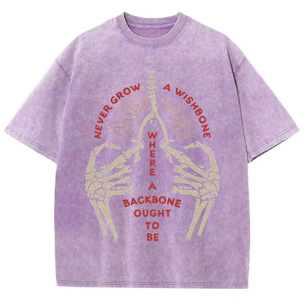 Vintage Skeleton Hands Wishbone Graphic Washed T-Shirt
